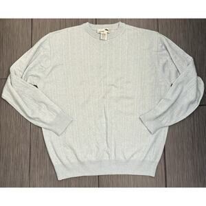 I. Levrieri Men’s Cashmere Silk Blue Cable Knit Sweater Pullover Italy Size XL